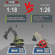 Load image into Gallery viewer, kolegend Remote Control Excavator Toy Truck, 1/18 Scale RC Toys Hydraulic Excavator Construction Vehicles for Boys Girls Kids RC Tractor with Lights Rechargeable Battery