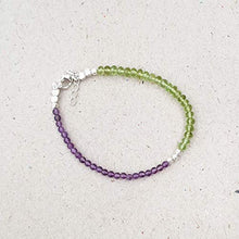 Load image into Gallery viewer, Natural Amethyst Bead Bracelet for Women Peridot Jewelry Sterling Silver August Birthstone Gift