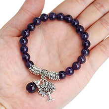 Load image into Gallery viewer, TUMBEELLUWA Beaded Bracelets Semi Precious Stone Yoga Beads Healing Crystals Tree of Life Charm Chakra Bracelet Handmade Jewelry for Women,Amethyst