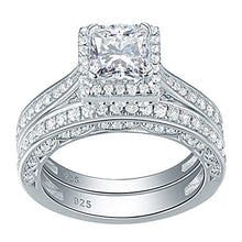 Load image into Gallery viewer, Newshe Engagement Wedding Ring Set for Women 925 Sterling Silver 1.5ct Princess White AAA Cz Size 5