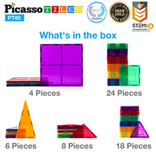 Load image into Gallery viewer, PicassoTiles 60 Piece Set 60pcs Magnet Building Tiles Clear Magnetic 3D Building Blocks Construction Playboards - Creativity Beyond Imagination, Inspirational, Recreational, Educational, Conventional