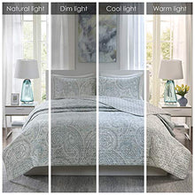 Load image into Gallery viewer, Comfort Spaces Paisley Design, Double Sided Quilting All Season, Lightweight, Coverlet Bedspread Bedding Set, Matching Shams, King/California King (104 in x 90 in), Kashmir, Blue/Grey