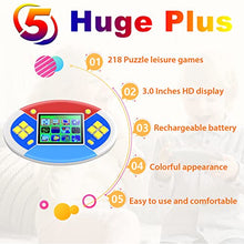 Load image into Gallery viewer, TEBIYOU Handheld Game Console for Kids with Buid in 218 Puzzle Leisure Video Games Portable Rechargeable Oval Colorful Gamming System with 3.0” LCD Boys Girls Birthday Christmas Party Gift (Gray)