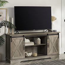 Load image into Gallery viewer, Walker Edison Richmond Modern Farmhouse Sliding Barn Door TV Stand for TVs up to 65 Inches, 58 Inch, Grey Wash