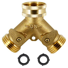 Load image into Gallery viewer, ATDAWN 2 Way Brass Hose Splitter, 3/4" Brass Hose Connectors, Y Connector Garden Hose Adapter