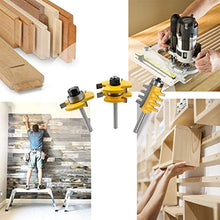 Load image into Gallery viewer, Tongue and Groove Router Bit with Finger Joint Router Bit, 3PCS Shank Carbide Tool Set (1/4inch Shank)