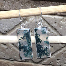 Load image into Gallery viewer, Natural Green Moss Agate 925 Solid Sterling Silver Earrings 40mm