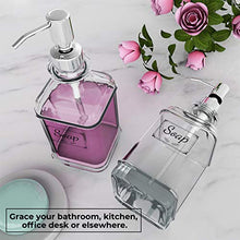 Load image into Gallery viewer, GLADPURE Soap Dispenser - 2 Pack, 18 Oz Antique Design Thick Glass Hand Soap Dispensers; with 304 Rust Proof Stainless Steel Pump, 6Pcs Clear Stickers, for Kitchen, Bathroom