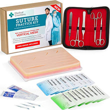 Load image into Gallery viewer, Suture Practice Kit by Medical Creations - with Suturing Video Series by Board-Certified Surgeon and Ebook Training Guide - Silicone Suturing Pad with Tool Kit - for any Student in the Medical Field