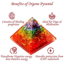 Load image into Gallery viewer, Orgone Pyramid | 7 Chakra Orgonite Pyramid for Meditation & Anti-Stress | Seven Chakra Pyramid Large, Healing Crystal Gemstone Pyramid | Orgone Pyramid Crystal - Handmade In India
