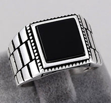 Load image into Gallery viewer, Chimoda Mens Solitaire Silver Rings 925 Sterling Men's Jewelry with Black Onyx Stone (10)