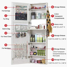 Load image into Gallery viewer, GISSAR Jewelry Mirror Armoire Wall Mount Over The Door Mirror Jewelry Cabinet Storage Mirror Organizer Lockable Full Length Door Mirror(White)