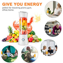 Load image into Gallery viewer, KAMSPARK Portable Blender with Detachable Cup, Smoothie Blender Battery Powered USB Rechargeable, 4000mAh, 6 Blades, Glass Bottle, Cordless Small Juicer Cup for Travel Outdoor Sports Office