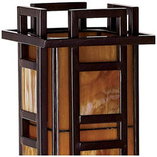 Load image into Gallery viewer, Prairie Mission Antique Accent Table Lamp Bronze Iron Column Amber Stained Glass for Living Room Family Bedroom Office - Robert Louis Tiffany