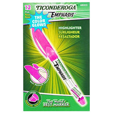 Load image into Gallery viewer, TICONDEROGA Emphasis Fluorescent Highlighters, Pocket Style with Clip, Chisel Tip, Pink, 12-Pack (48003)
