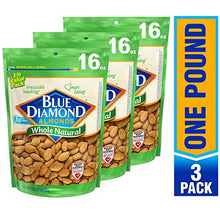 Load image into Gallery viewer, Blue Diamond Almonds, Raw Whole Natural, 16 Ounce (Pack of 3)