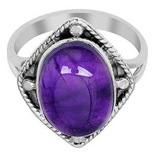 Load image into Gallery viewer, Orchid Jewelry 5.19 CTW Natural 14X10MM Oval Purple Amethyst 925 Sterling Silver Wedding Ring For Women – A February Birthstone Gemstone-A Unique Design Perfect As An Engagement Ring For Ladies