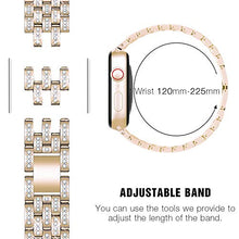 Load image into Gallery viewer, DSYTOM Compatible Apple Watch Band 38mm 40mm 42mm 44mm with Case Women,Rhinestone Metal Jewelry Wristband Strap with Bling PC Protective Case Replacement for iWatch Series 5 4 3 2 1(38mm Champagne)