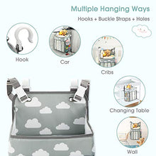 Load image into Gallery viewer, Hanging Diaper Caddy Organizer - Diaper Stacker for Changing Table, Crib, Playard or Wall & Nursery Organization Baby Shower Gifts for Newborn (Gray Cloud)