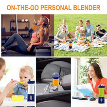 Load image into Gallery viewer, Portable Personal Blender for Smoothie and Shakes - Vaeqozva 6 Powerful 3D Blades 4000mAh USB Rechargeable Juicer Cup including Reusable Silicone Straws(Navy Blue)