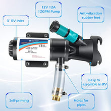 Load image into Gallery viewer, Macerator Pump for RV, 12V Motor Quick Release RV Waste Waste Chopper Pump Portable Self-priming Macerator for RV Camper Trailer Boat, 30s Run Dry Protection
