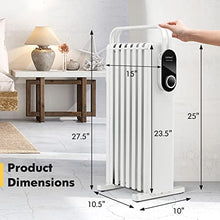 Load image into Gallery viewer, COSTWAY Oil Filled Radiator Heater, 1500W Electric Space Heater with Foldable Hanging Rack, 3 Heat Settings, Overheat and Tip-Over Protection, Portable Radiant Heater for Home Office Indoor Use, White