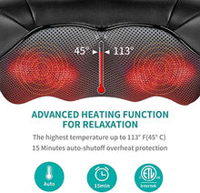 Load image into Gallery viewer, Shiatsu Neck and Back Massager with Soothing Heat, Nekteck Electric Deep Tissue 3D Kneading Massage Pillow for Shoulder, Leg, Body Muscle Pain Relief, Home, Office, and Car Use