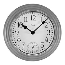 Load image into Gallery viewer, Equity by La Crosse 29007 Outdoor Thermometer & Humdity Wall Clock, 8", Metallic Silver