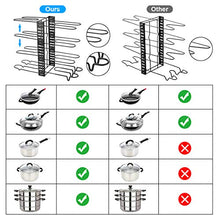 Load image into Gallery viewer, Pensar Pots and Pans Organizers for Cabinet, Adjustable Pot Organizer Rack under Cabinet, Pan Organizer with 8 Tiers & 3 DIY Methods, Lid Kitchen Cabinet Organizer