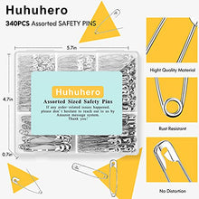 Load image into Gallery viewer, Safety Pins Assorted, 340 PCS Nickel Plated Steel Large Safety Pins Heavy Duty, 5 Different Sizes Safety Pin, Safety Pins Bulk, Small Safety Pins for Pinning, Sewing, Jackets, Clothes, Crafts