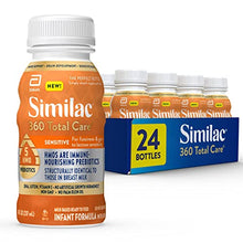 Load image into Gallery viewer, Similac 360 Total Care Sensitive Infant Formula, with 5 HMO Prebiotics for Fussiness & Gas Due to Lactose Sensitivity, Non-GMO, Baby Formula, Ready-to-Feed, 8 Fl Oz, Pack of 24