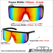 Load image into Gallery viewer, Elite Unisex Oversized Super Shield Mirrored Lens Sunglasses Retro Flat Top Matte Black Frame (Orange Rainbow)