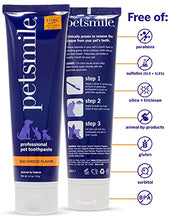 Load image into Gallery viewer, Petsmile Professional Dog Teeth Brushing Kit | VOHC Approved Plaque and Tartar Control Pet Toothpaste & Toothbrush | Human-Grade Ingredients Improve Dental Health (Say Cheese, 4.2 Oz)