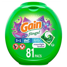 Load image into Gallery viewer, Gain flings! Laundry Detergent Soap Pods, High Efficiency (HE), Moonlight Breeze Scent, 81 Count - Packaging May Vary