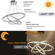 Load image into Gallery viewer, Antilisha Modern Crystal Chandelier Lighting Ceiling Dining Living Room Chandeliers Contemporary Led Light Fixtures Long Round 3-Ring Foyer Girls Bedroom Pendant Lights Warm White