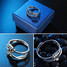 Load image into Gallery viewer, STJERNES s925 Sterling Silver Anti Anxiety Rings For Women girls,Adjustable Stacking Spinning Worry Ring,Jewelry Gift for Best Friends
