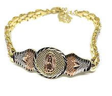 Load image into Gallery viewer, Fran & Co. Virgin Mary Bracelet Virgen De Guadalupe Pulsera Tres Colores Oro Laminado 8“