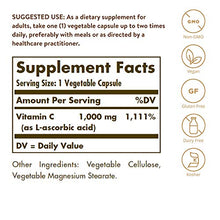 Load image into Gallery viewer, Solgar Vitamin C 1000 mg, 250 Vegetable Capsules - Antioxidant & Immune Support - Overall Health - Healthy Skin & Joints - Bioflavonoids Supplement - Non GMO, Vegan, Gluten Free, Kosher - 250 Servings