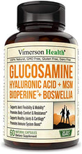 Load image into Gallery viewer, Glucosamine Sulfate with Hyaluronic Acid. Bioperine, MSM, Boswellia. Occasional Joint Pain Relief Supplement. Aids Healthy Inflammatory Response, Anti-Oxidant Properties Pills for Back, Knees, Hands