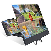 Load image into Gallery viewer, Phone Amplifier - 12'' 3D HD Phone Amplifier Screen, Phone Screen Magnifier Projector with Foldable Holder Stand for iPhone and Android Smartphones, Phone Screen Enlarger for Videos,Movies and Gaming
