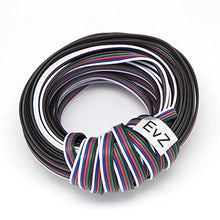 Load image into Gallery viewer, 22 Gauge 5Pin Extension Wrie, EvZ 22AWG 5 Conductor Parallel Electric Cable Cord for RGBW LED Strips 3528 5050, Black-Green-Red-Blue-White, 66ft/20M