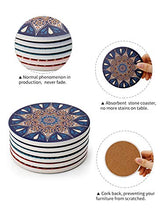 Load image into Gallery viewer, Drink Coasters with Thin Cork Bottom - Set of 6 Moisture Absorbing Stone Coasters - 4 inch Large Table Scratch or Stain Protection for Cup or Glasses