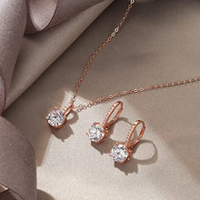 Load image into Gallery viewer, EVER FAITH Elegant Wedding Jewelry Set, 925 Sterling Silver Sparkly Round Cut White CZ Rose Gold Hypoallergenic Necklace Earrings Set for Bridal