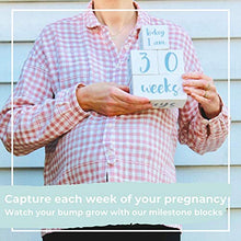 Load image into Gallery viewer, Baby Milestone Blocks - USA Certified Non Toxic Age Blocks for Baby Pictures - All 52 Weeks - Eco Friendly Natural Wood Newborn Gift for Baby Boy or Girl - Monthly Milestone Blocks for Photos