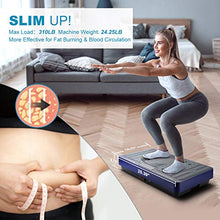 Load image into Gallery viewer, RINKMO Vibration Plate Exercise Machines with Resistance Bands, Whole Body Workout Vibrating Plateform with Bluetooth Speaker LED Light Bar for Home Fitness Training Equipment and Weight Loss Blue