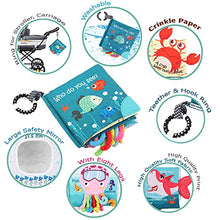 Load image into Gallery viewer, Fish Soft Cloth Book, Crinkle Baby Books Toys Shark Tails Soft Activity Early Education Toy for Babies,Toddlers,Infants,Kids, Teether Ring,Teething Baby Book Baby Shark,Octopus, Ocean Sea Animal Books