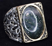 Load image into Gallery viewer, Falcon Jewelry 925 Sterling Silver Mens Ring, Moss Agate Natural Gemstone, Free Express SHİPPİNG