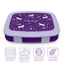 Load image into Gallery viewer, Bentgo Kids Prints (Unicorn) - Leak-Proof, 5-Compartment Bento-Style Kids Lunch Box – Ideal Portion Sizes for Ages 3 to 7 – BPA-Free and Food-Safe Materials