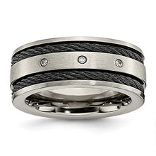 Load image into Gallery viewer, ICE CARATS Titanium Black Plated Cable Diamonds 10mm Brushed Wedding Ring Band Size 10.50 Man Fancy Fashion Jewelry for Dad Mens Gifts for Him
