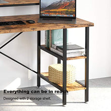 Load image into Gallery viewer, IRONCK Industrial Computer Desk 55", Office Desk with Printer Monitor Shelf Storage Shelf CPU Stand, Studying Writing Table for Home Office